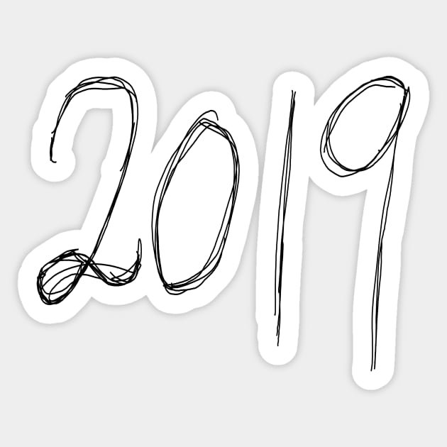 2019 Dark and Gritty Pen Text Year Number Sticker by MacSquiddles